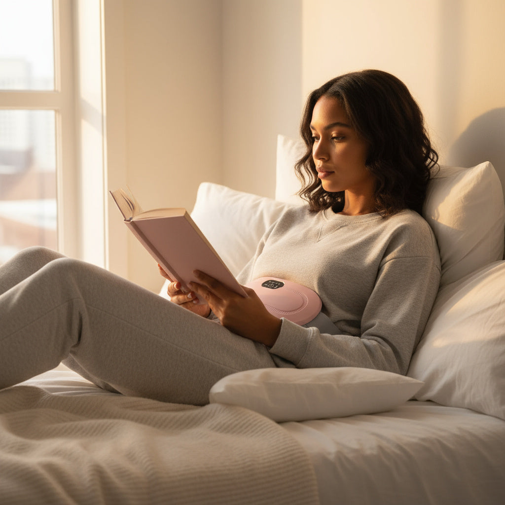 Cinturón Menstrual Térmico JYE Faja Eléctrica Abdominal con Masaje Vibratorio para Cólicos y Dolor + Masajeador Manual de Regalo