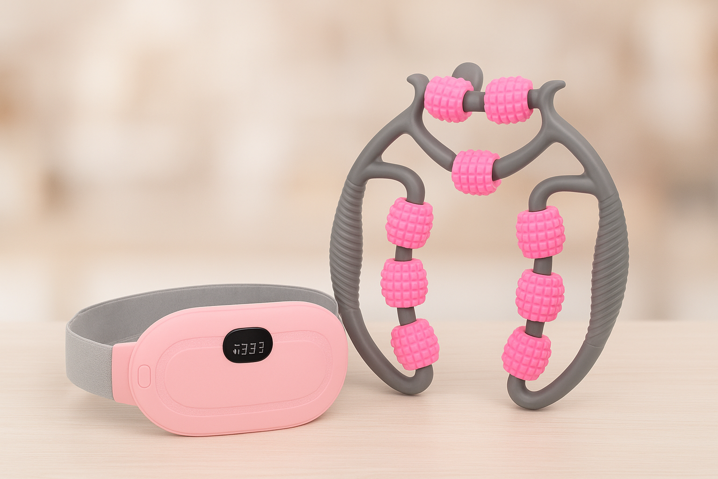 Cinturón Menstrual Térmico JYE Faja Eléctrica Abdominal con Masaje Vibratorio para Cólicos y Dolor + Masajeador Manual de Regalo