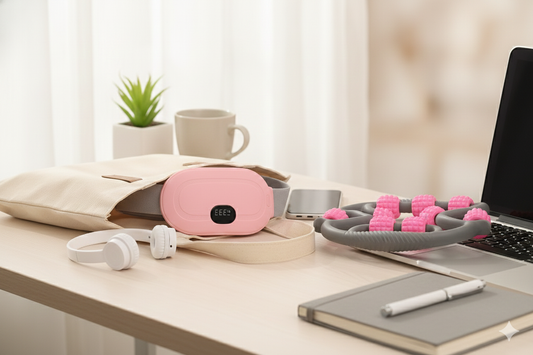 Cinturón Menstrual Térmico JYE Faja Eléctrica Abdominal con Masaje Vibratorio para Cólicos y Dolor + Masajeador Manual de Regalo