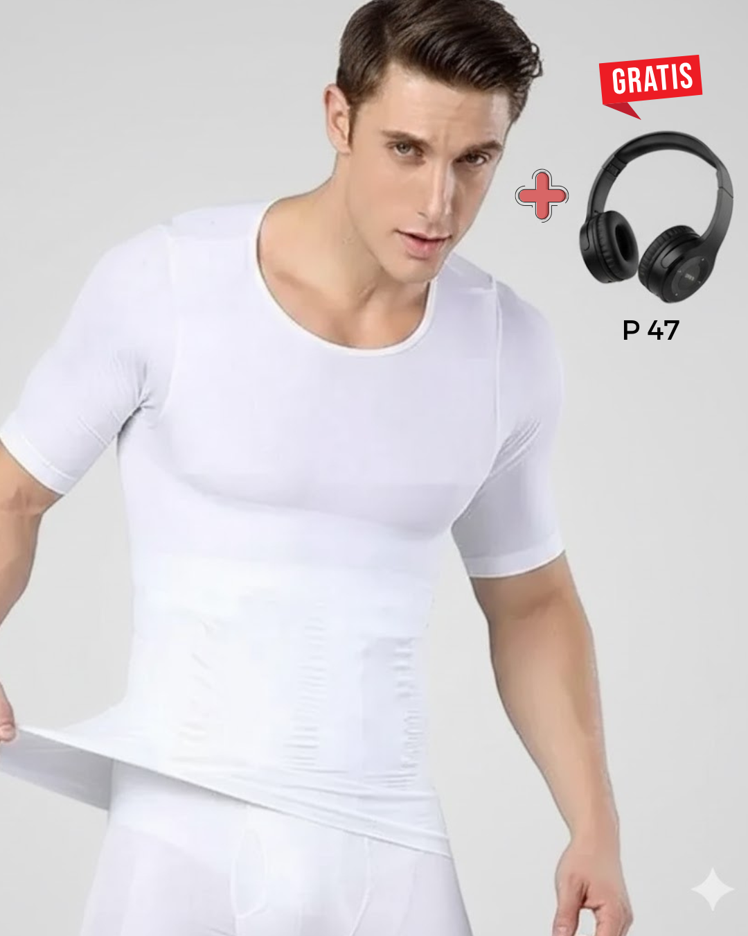 Doble Camiseta de Compresión + Audífonos P47 GRATIS – Luce Más Firme, Más Delgado y con Mejor Postura en Minutos